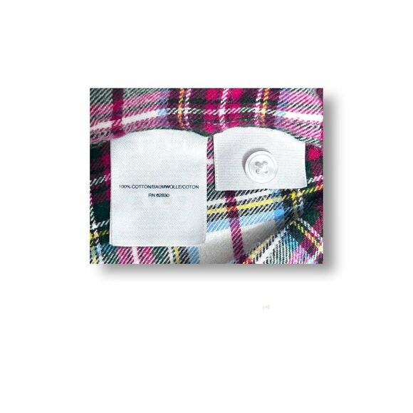 Lands' End 14P Plaid Flannel Shirt Multicolor Cotton Button Up Long Sleeve Cozy - Picture 7 of 8